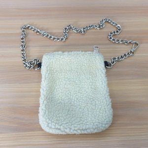 White Bag Women Crossbody Sling Purse Sherpa Fuzzy Shearling Fleece STEVE MADDEN
